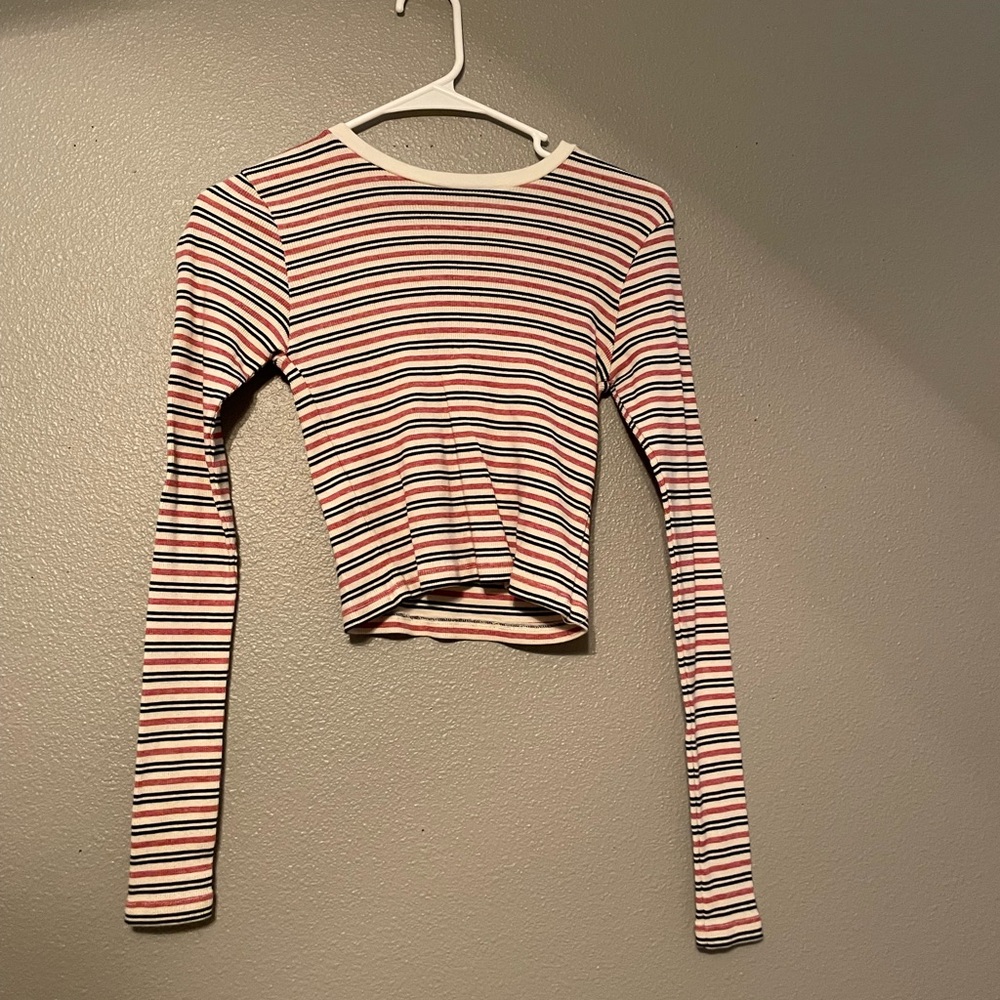 Striped Long Sleeve Crop Top